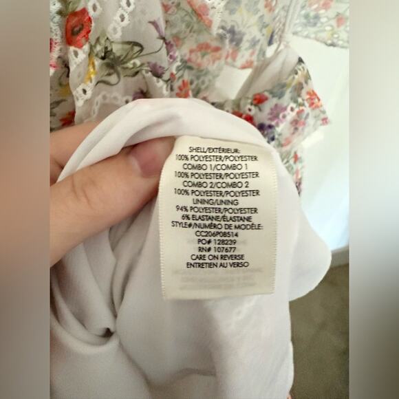 Alice + Olivia Mitzi Cutout Minidress White Floral Short Sleeve Ruffle Dress 14 - Picture 9 of 12